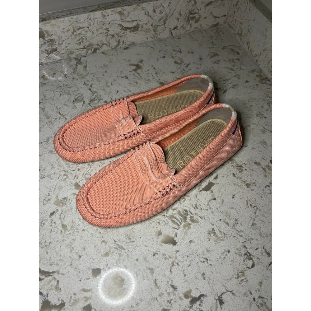 Rothy's The Driver slip-on loafers vibrant tropical peach knit sz 6.5
